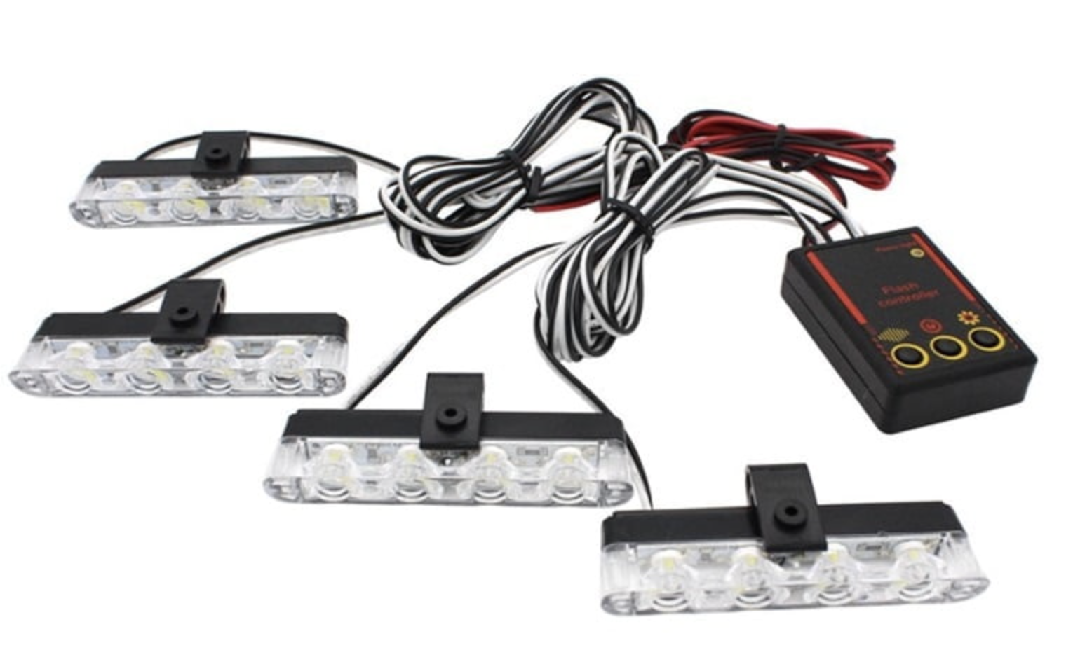 Set 4 stroboscoape cu 4 leduri lumina Galbena si Telecomanda